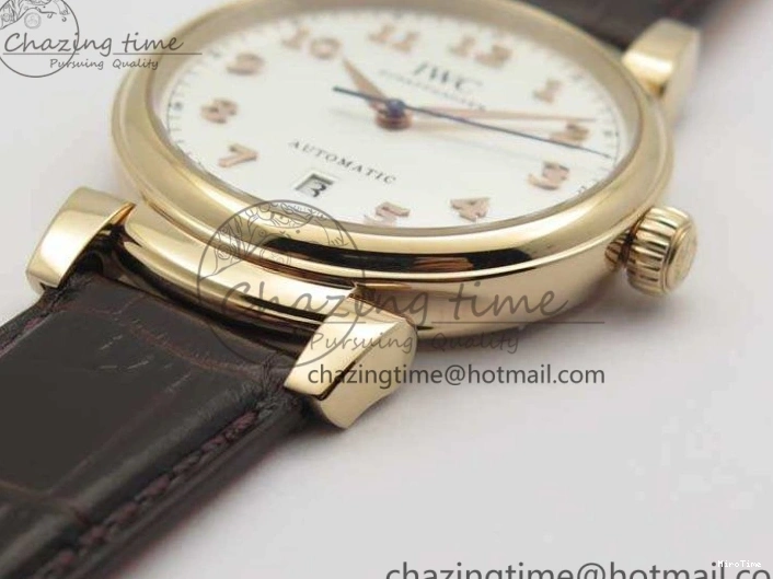 MIROTIME 1221 Neat Da Vinci IW356601 RG MKF 1:1 Best Edition White Dial On Brown Leather Strap A 7230